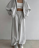 Базовий костюм жіночий толстовка на блискавці з капюшоном і штани оверсайз двонитка люкс 42-46 48-54, фото 8