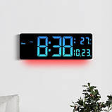 Настінний електронний Led годинник Mids з 7 кольорами підсвічування та дистанційним керуванням., фото 10