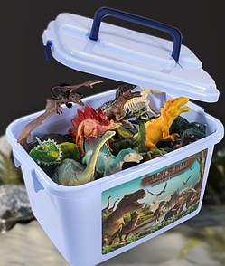 Дитячий ігровий набір динозаврів в ящику скрині, динозаври дерева паркан яйця 58 предметів