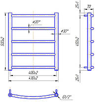 Рушникосушарка водяна MARIO Класік 500 х 430/400, фото 4