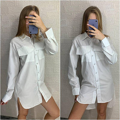 Біла жіноча сорочка подовжена ,РОЗМІР ТІЛЬКИ 42(S)