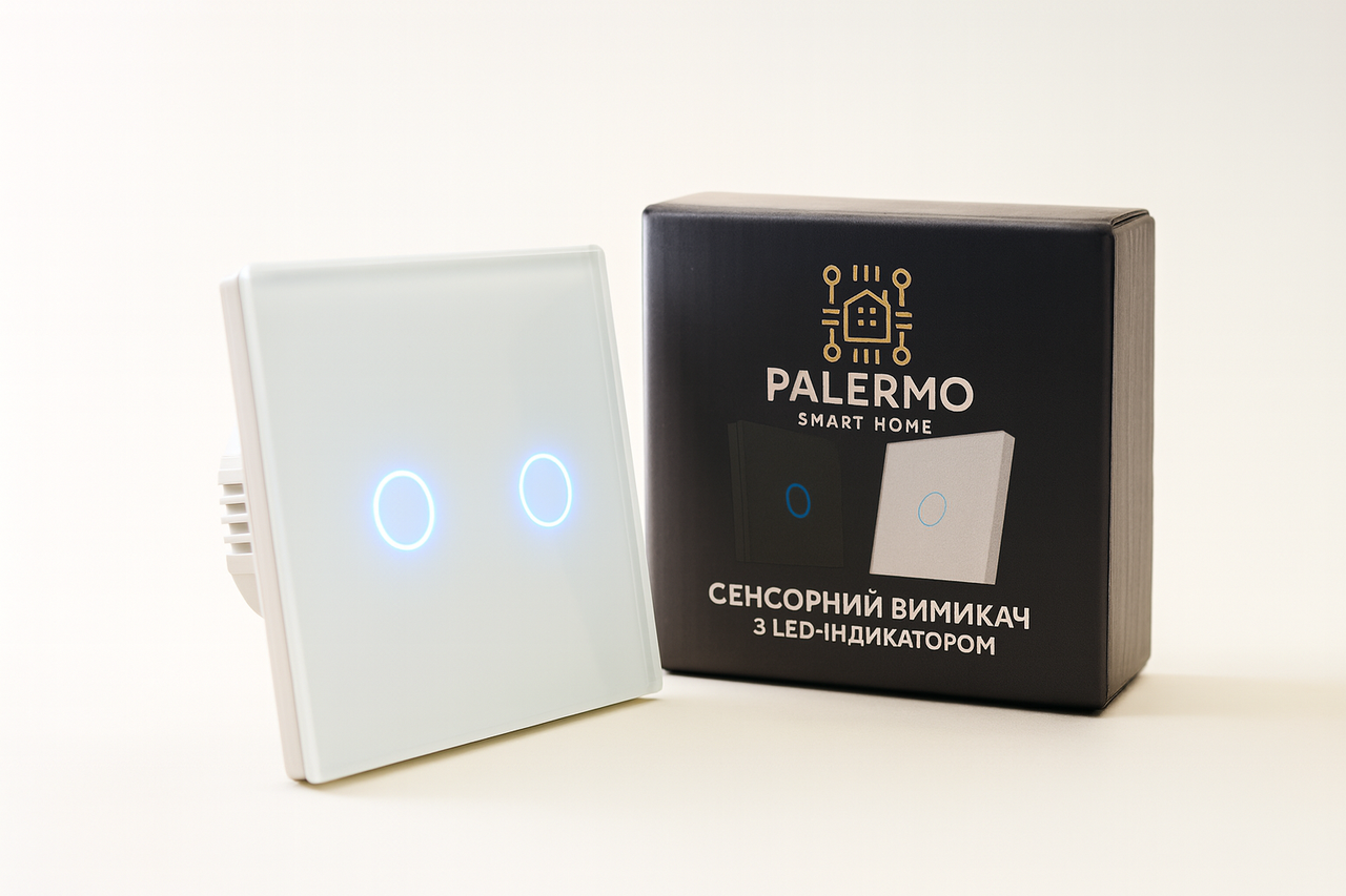 Сенсорний вимикач світла Palermo білий подвійний