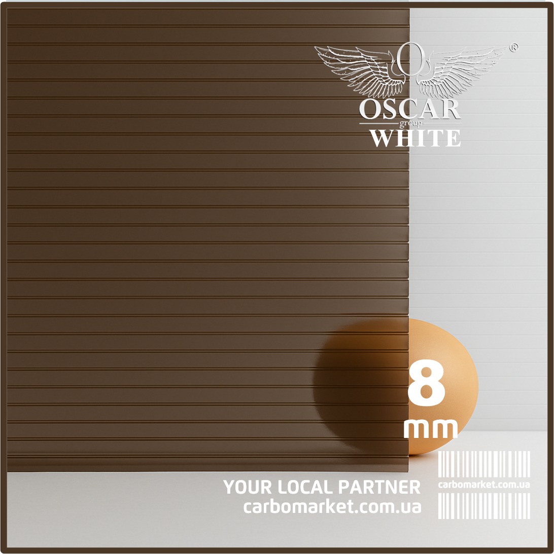 Стільниковий полікарбонат 2100Х5000Х8 mm OSCAR White бронза Сербія, фото 1