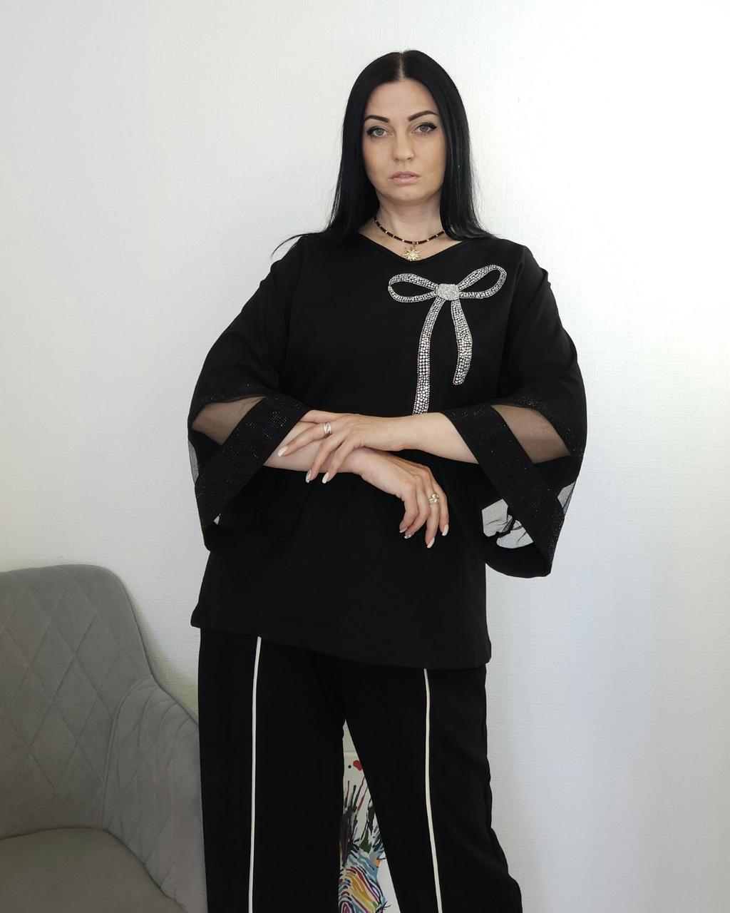 Футболка жіноча чорна (святкова блуза). XXL, 3XL XXL, фото 1