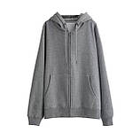 Базове худі жіноче оверсайз на блискавці з капюшоном 42-46 48-52, фото 3