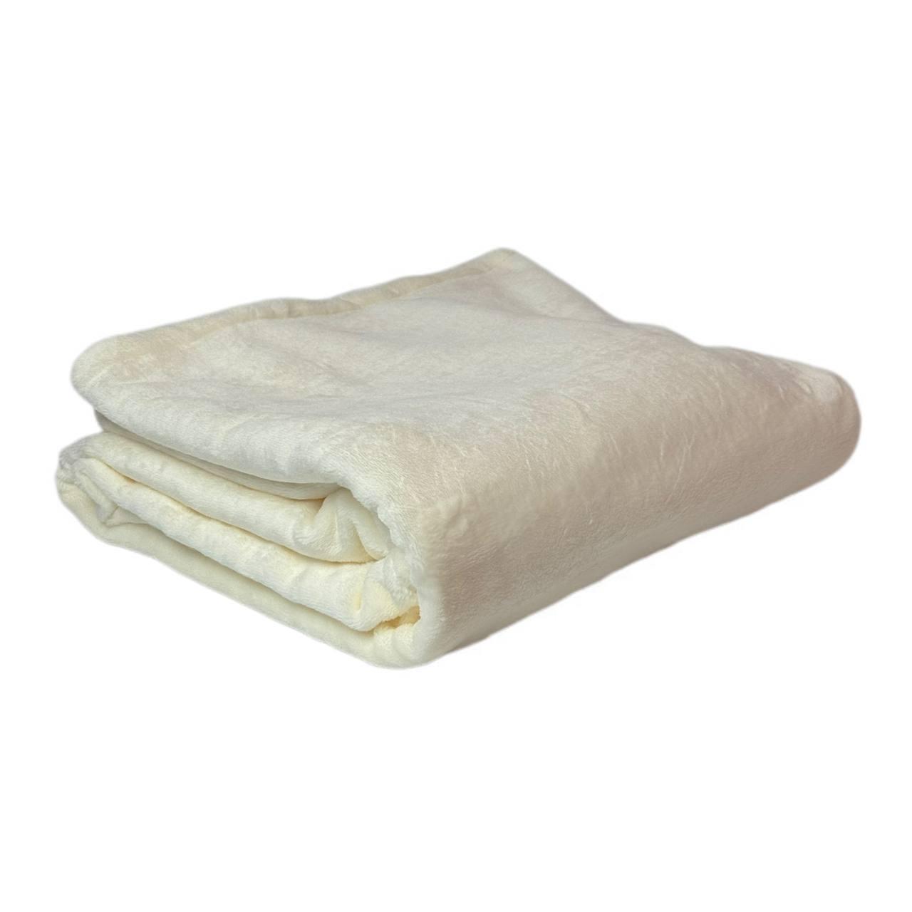 Плед махровий велсофт полірований на кушетку розмір 107 х 180 см, колір молочний, фото 1