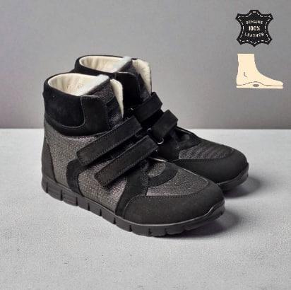 Дитячі зимові ортопедичні черевики на хутрі з натуральної шкіри 34 р, фото 1