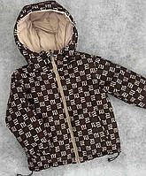 Модная демисезонная двухсторонняя куртка на девочку на молнии с капюшоном , р.122-146