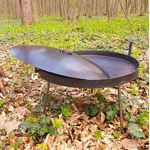 Сковорода із диску борони  з бортиком+кришка+чохол 40 см, туристична для смаження картоплі на багатті