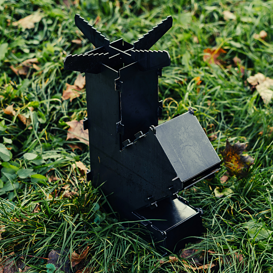 Туристична ракетна турбопічка 3 мм розбірна на дровах, похідні складані турбопічка для казана та сковороди, фото 1