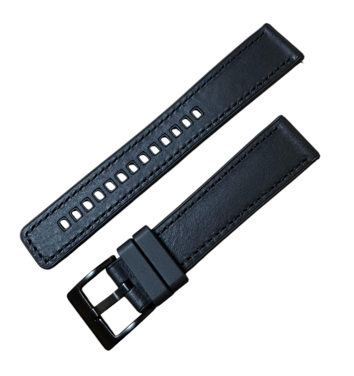 Ремінець Primolux Leather Silicone для годинника Garmin Vivoactive 5 / Vivoactive 6 - Black, фото 1