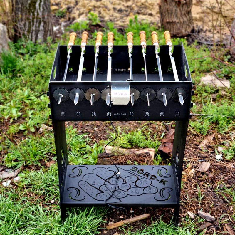 Мангал розбірний високий преміум з автоматичною шашличницею 8 шампурів, фото 1