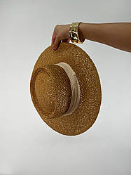 Капелюх річна солом'яний пляжна з прямими полями і плоским верхом 83GO318