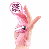 Насадка на палець у вигляді фалоімітатора на батарейках, Рожевий вібростимулятор точки G, Інтимні іграшки, фото 4