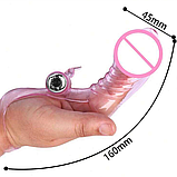Насадка на палець у вигляді фалоімітатора на батарейках, Рожевий вібростимулятор точки G, Інтимні іграшки, фото 6