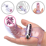 Насадка на палець у вигляді фалоімітатора на батарейках, Рожевий вібростимулятор точки G, Інтимні іграшки, фото 8