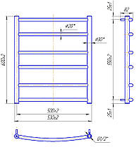 Рушникосушарка водяна MARIO Класік 600 х 530/500, фото 4