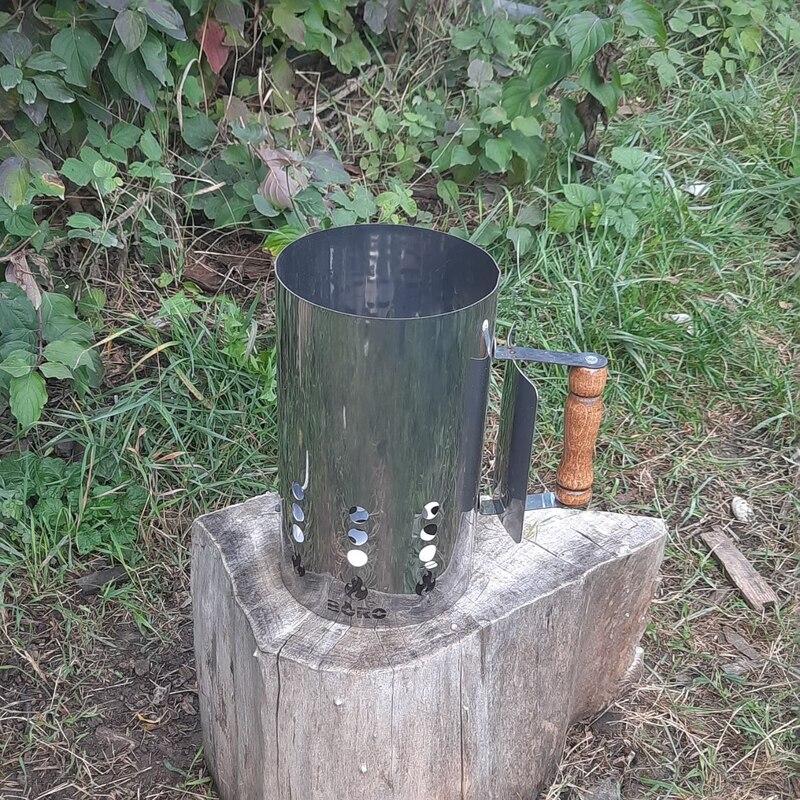 Стартер для розпалювання вугілля з нержавіючої сталі Великий Діаметр: 16.5 см Висота: 27 см Глибина 21 см, фото 1