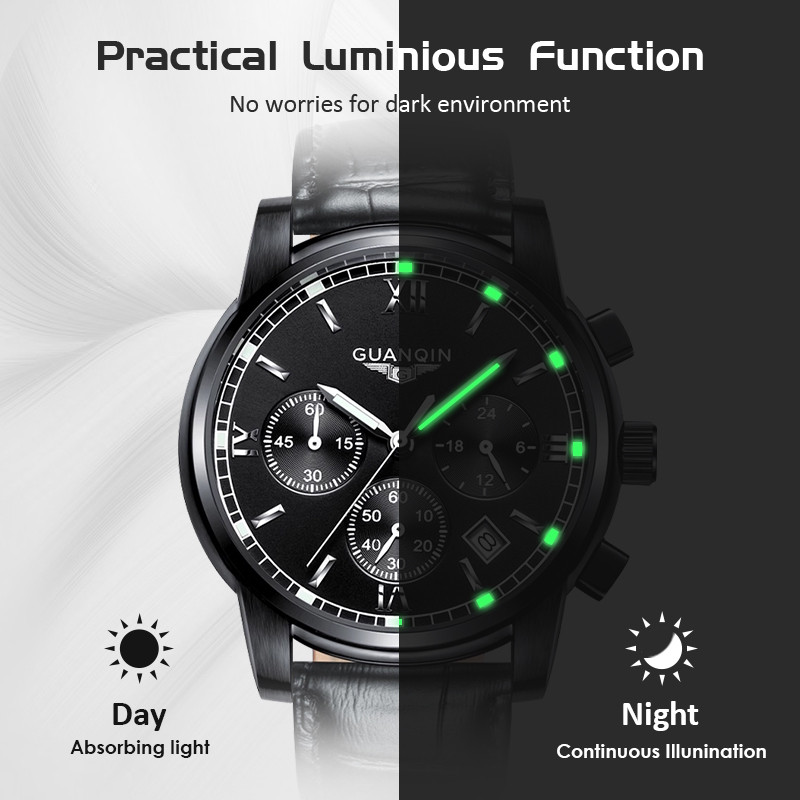 Чоловічий кварцовий годинник Guanquin Liberty Leather