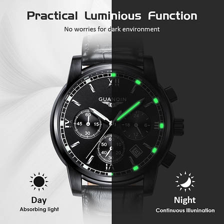 Чоловічий кварцовий годинник Guanquin Liberty Leather, фото 1