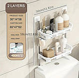 Органайзер двоярусний стелаж для ванної та туалету 30×14×58 см, фото 8