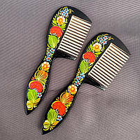 Гребінець з ручкой "Калина" 18*6 см., з Петриківським розписом, ручна робота