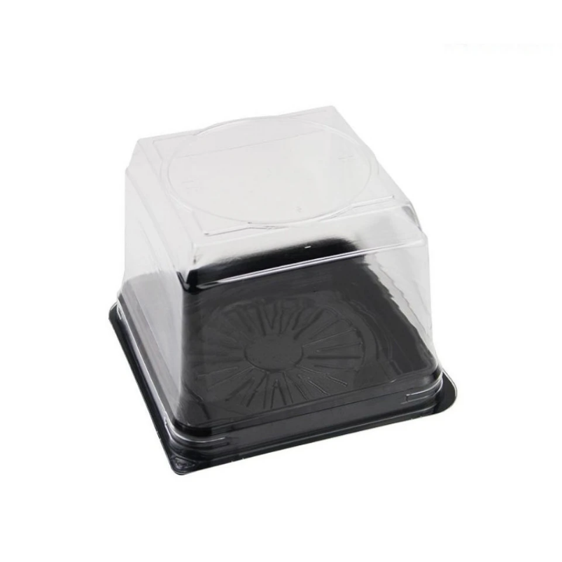Контейнер чорний під кейк 120х120х20мм PET (450шт/ящ) (без кришки), фото 1