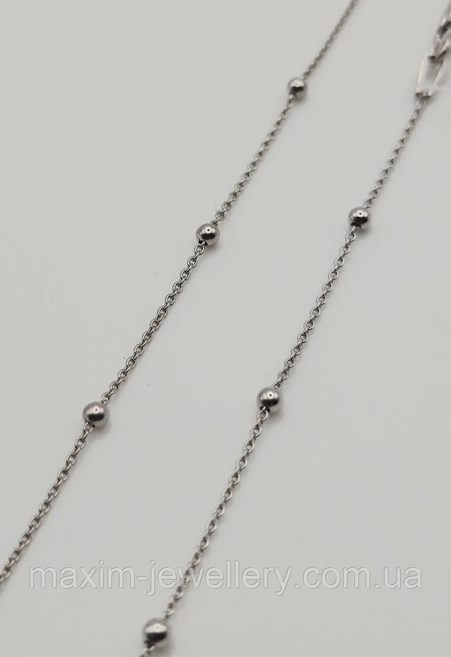 Срібний ланцюжок якірного плетення з кульками (40-45см), фото 1