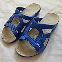 Шльопанці жіночі бежево-сині, розміри в описі