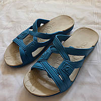 Шльопанці жіночі бежево-бірюзові, розміри в описі