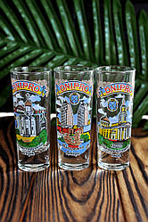 Набір рюмок (3шт) склянних з написом "Дніпро", 50мл