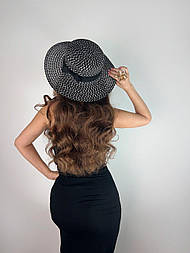 Жіночий оригінальний солом'яний капелюх із прямими краями та стрічкою 1007528
