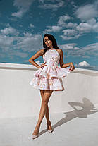 Жіноча літня сукня з пишною подвійною спідницею квітковий принт Sms9441, фото 2