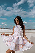 Жіноча літня сукня з пишною подвійною спідницею квітковий принт Sms9441, фото 4