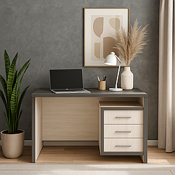 Прямий сучасний письмовий комп'ютерний робочий стіл з тумбою з шухлядами для ноутбука 120 см Кубик 2 Летро