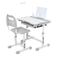 Дитяча зростаюча сіра парта зі стільцем Bambi 5068-11 з лампою для дівчинки або хлопчика