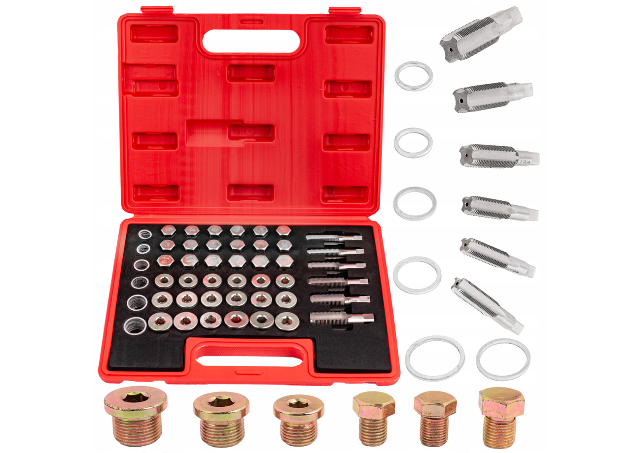 Набір мітчиків та заглушок ремонту та відновлення різьблення масляних пробок 114 ін. Falon-tech FTXC, фото 1