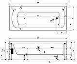 Ванна акрилова Milas 170x70х38 см прямокутна без ніжок, фото 2