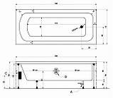 Ванна акрилова Milas 160x70х38 см прямокутна без ніжок, фото 2