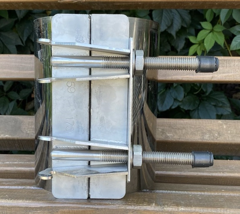 Хомут ремонтний нерж Ду 150 (159-170мм) L=200, фото 1