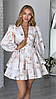 Бавовняна жіноча сукня пишна спідниця та об'ємні рукави квітковий принт Sms9442, фото 8