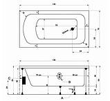 Ванна акрилова Milas 130x70х38 см прямокутна без ніжок, фото 2