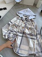 Тепла сорочка в клітку з капюшоном (двосторонній фліс) EVGA