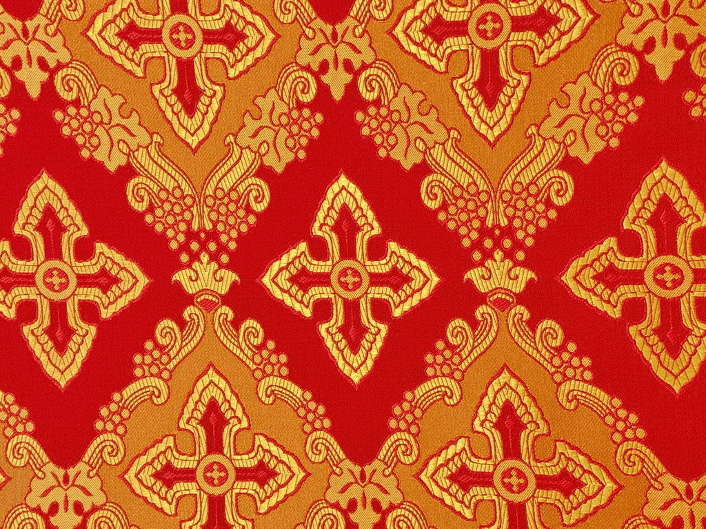 Шовкова церковна тканини Агапа червона з золотом, фото 1
