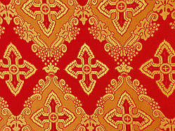Шовкова церковна тканини Агапа червона з золотом