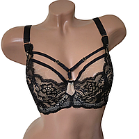 Бюстгальтер U6585 з мереживною чашкою з портупєєю чорно-пудровий і білий  Чашка C D
