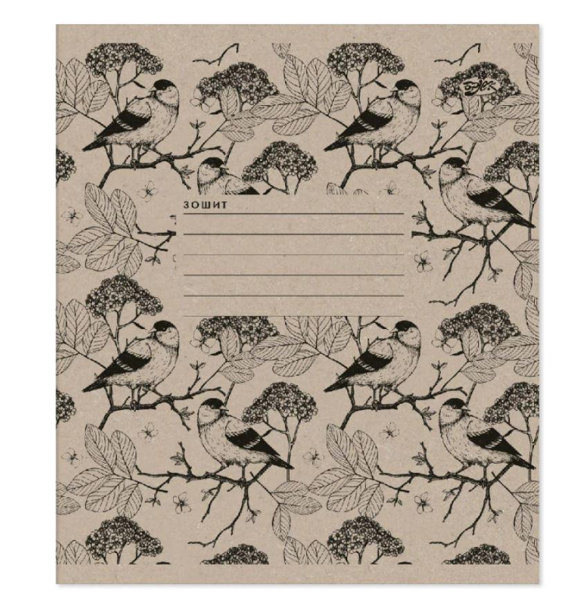 Зошит шкільний «Бріск» 24 аркуші в лінію, крафтова обкладинка, мікс дизайнів, фото 1