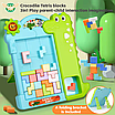 Ручний тетрис дитяча логічна гра розвиваюча іграшка головоломка пазл мозаїка крокодил 2 кольори підставка, фото 6