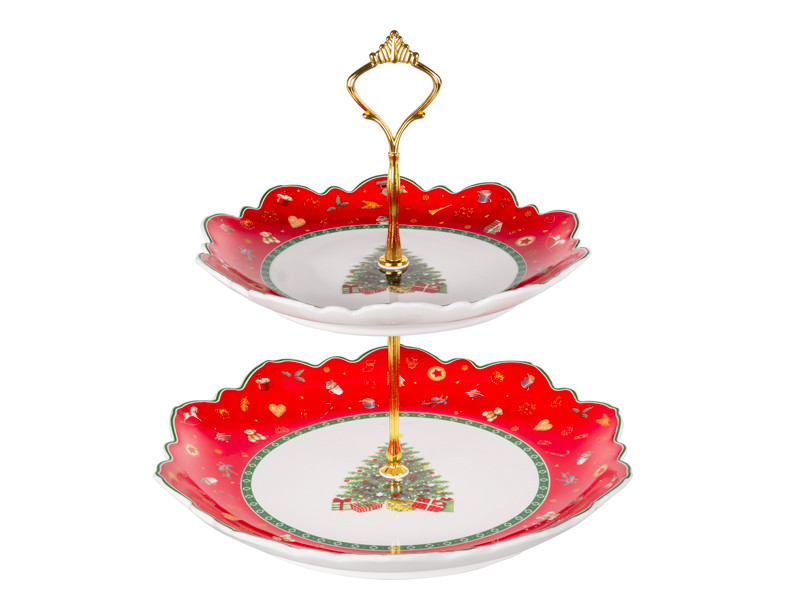 Десертниця 2-х ярусна Lefard Christmas Delight 26,5 см 985-211 порцеляна, фото 1