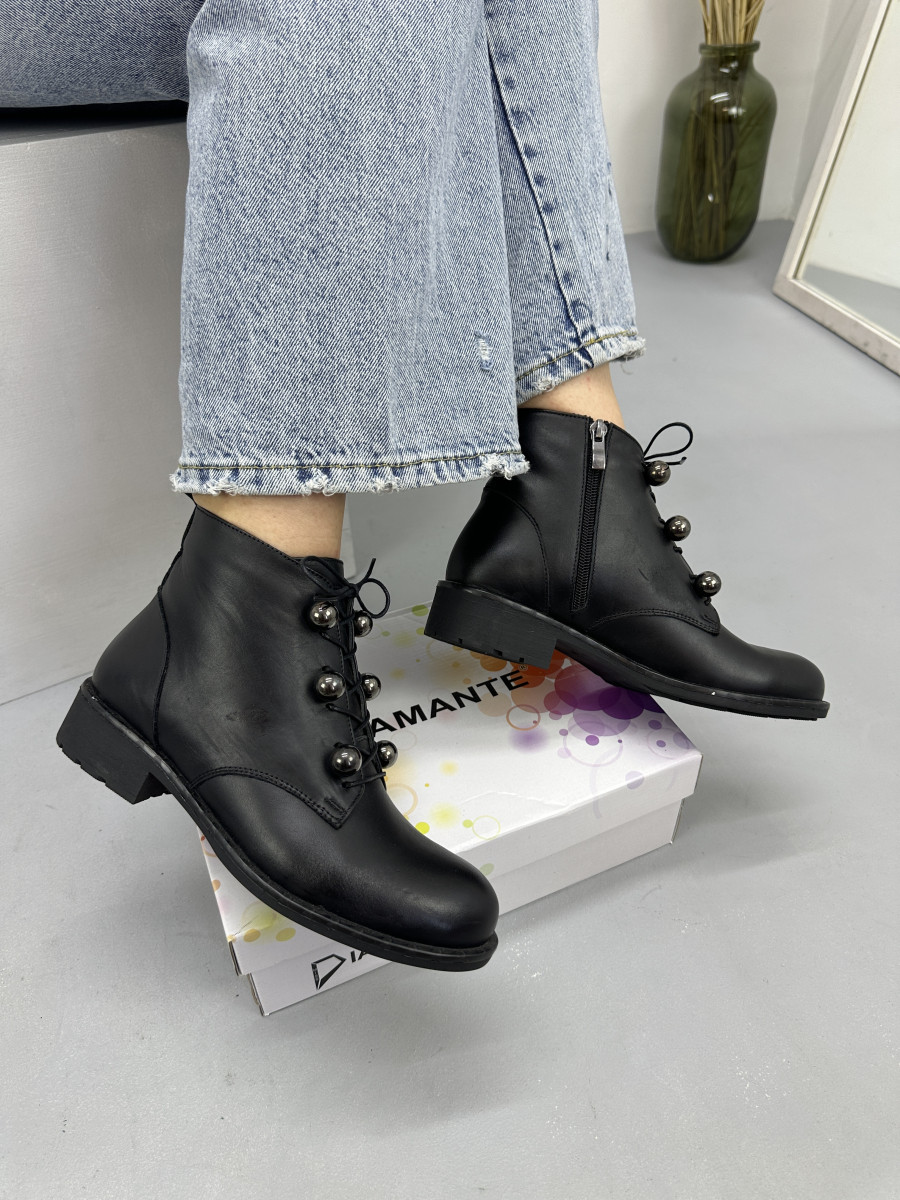 Черевики жіночі ArasShoes 417-siyah чорні на низькому підборі 37, фото 1